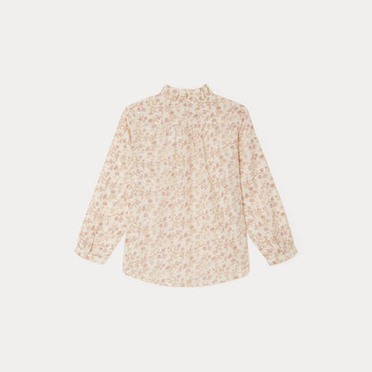 女童粉色碎花棉衬衫