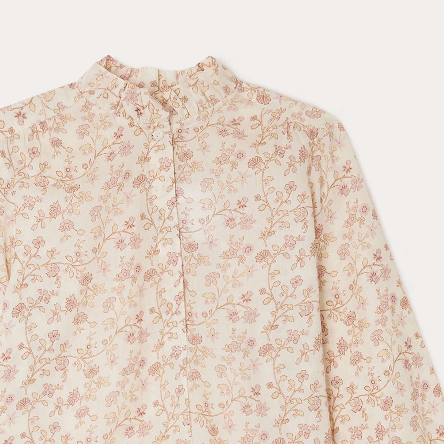 女童粉色碎花棉衬衫