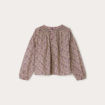 女童紫色碎花棉上衣