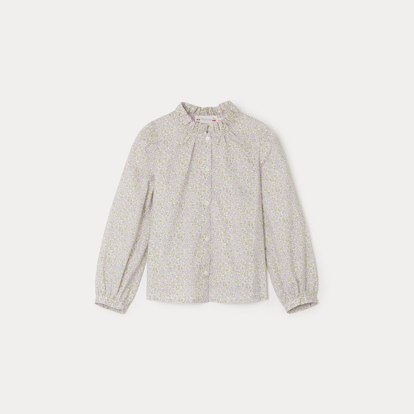 女童粉色碎花棉衬衫