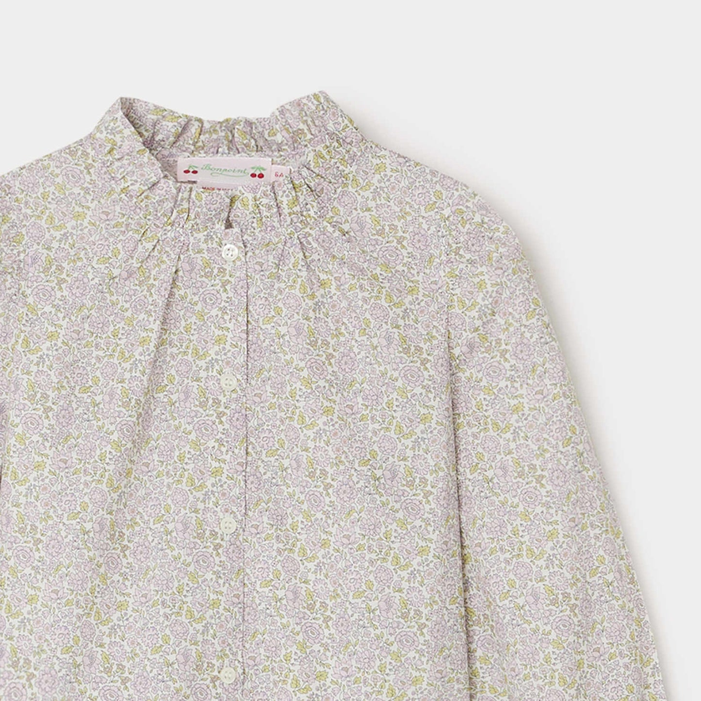 女童粉色碎花棉衬衫