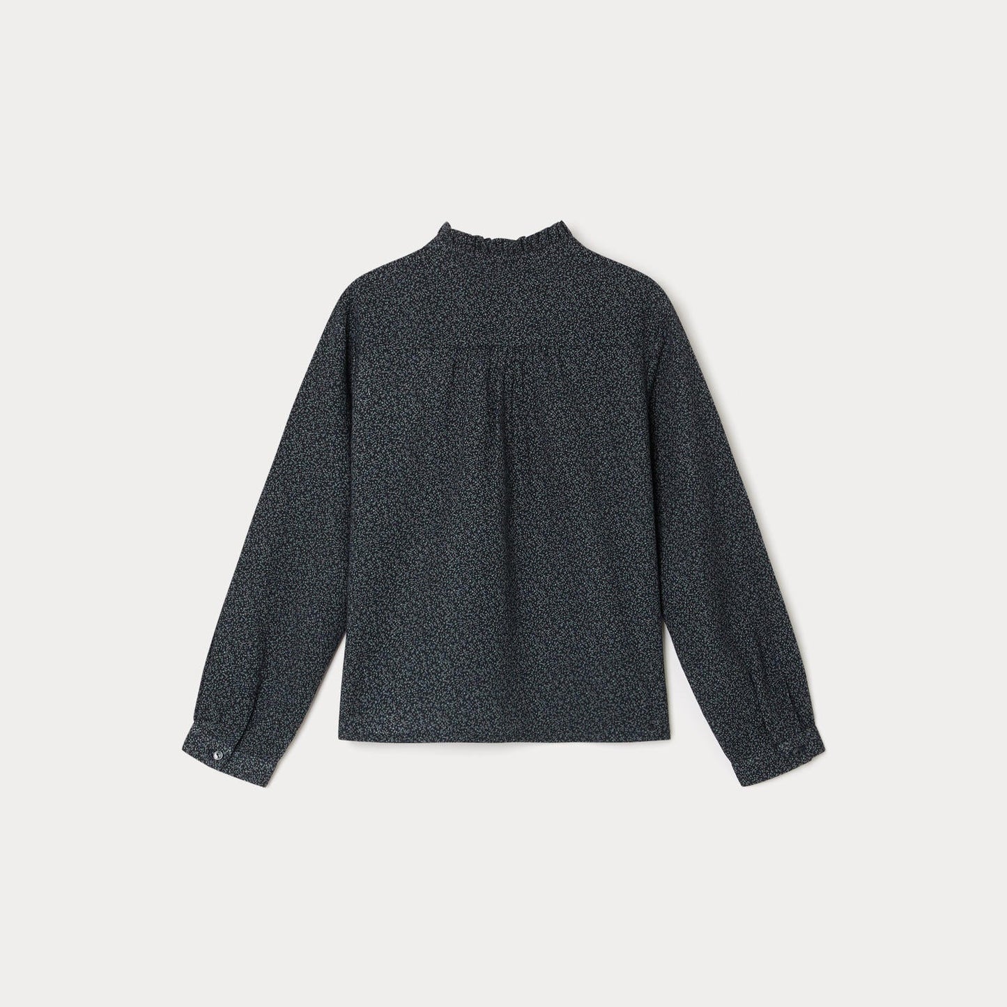 女童深灰色碎花棉衬衫