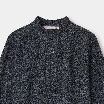 女童深灰色碎花棉衬衫