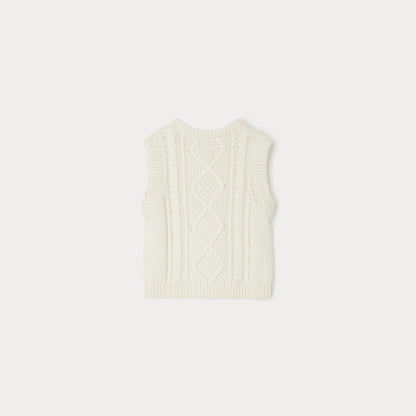 女童白色针织马甲