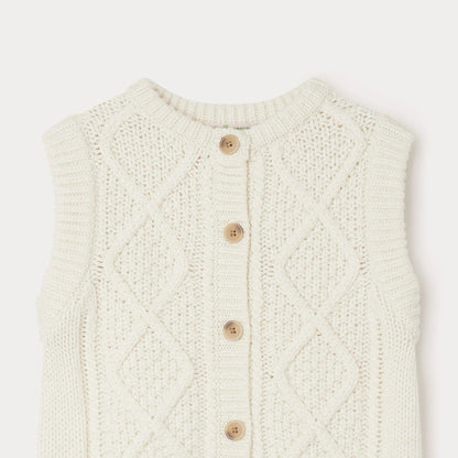 女童白色针织马甲