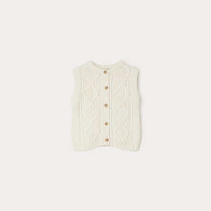 女童白色针织马甲