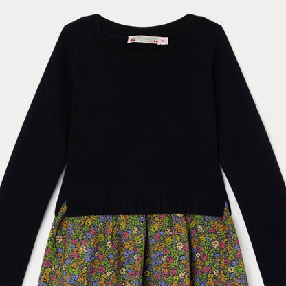 女童藏青色羊毛连衣裙