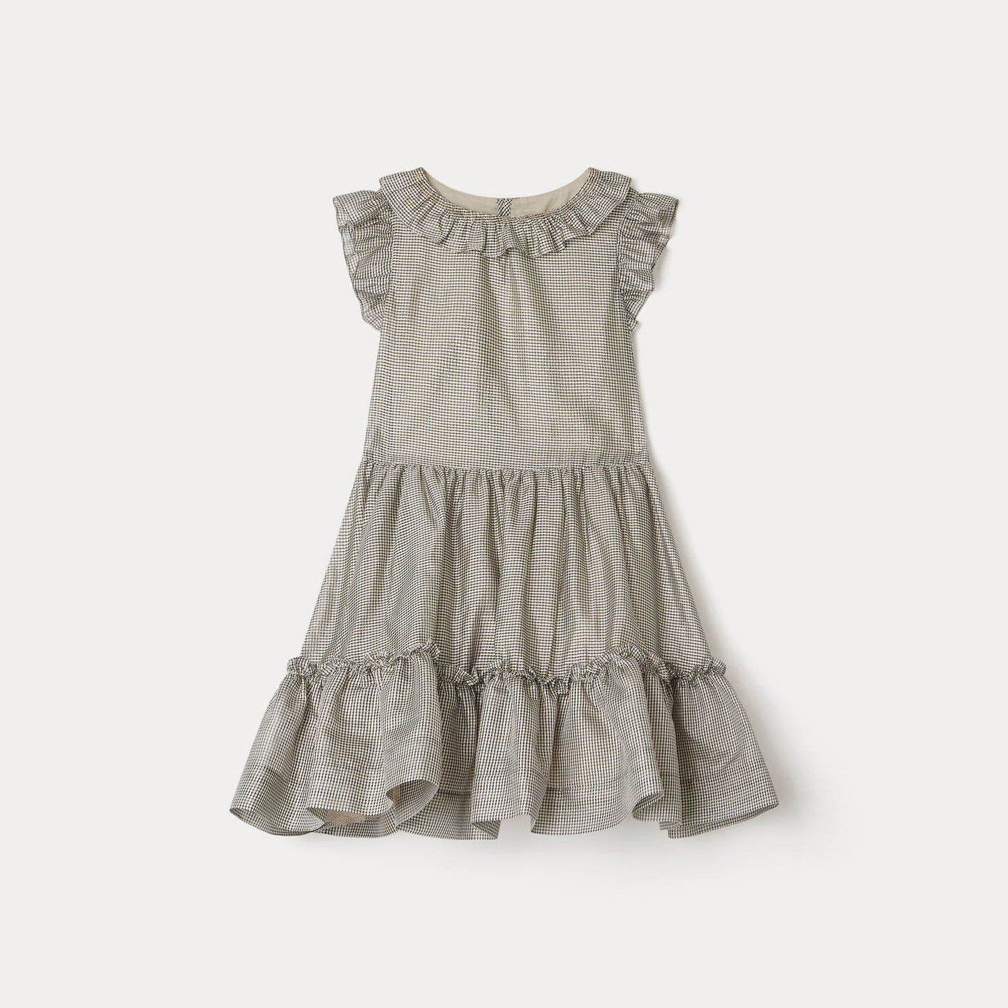 女童银色格子连衣裙