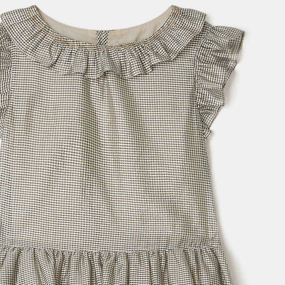 女童银色格子连衣裙