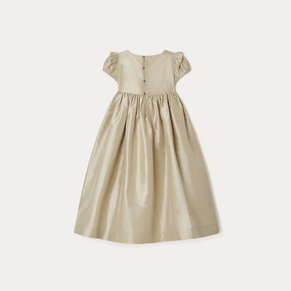 女童香槟色真丝连衣裙