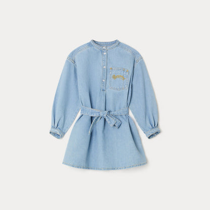 女童蓝色牛仔连衣裙