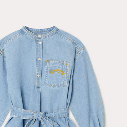 女童蓝色牛仔连衣裙