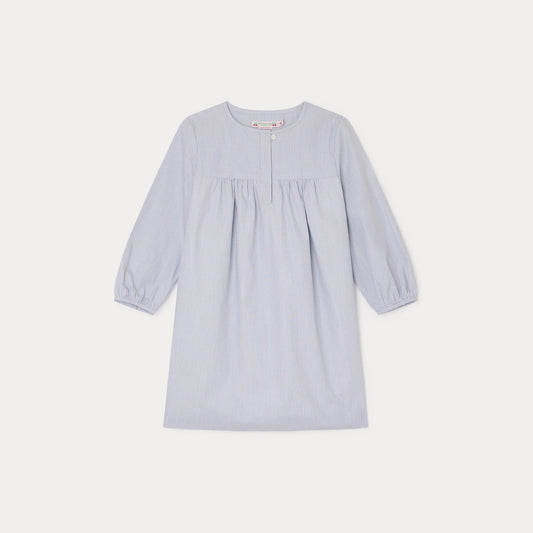 女童蓝色条纹棉连衣裙