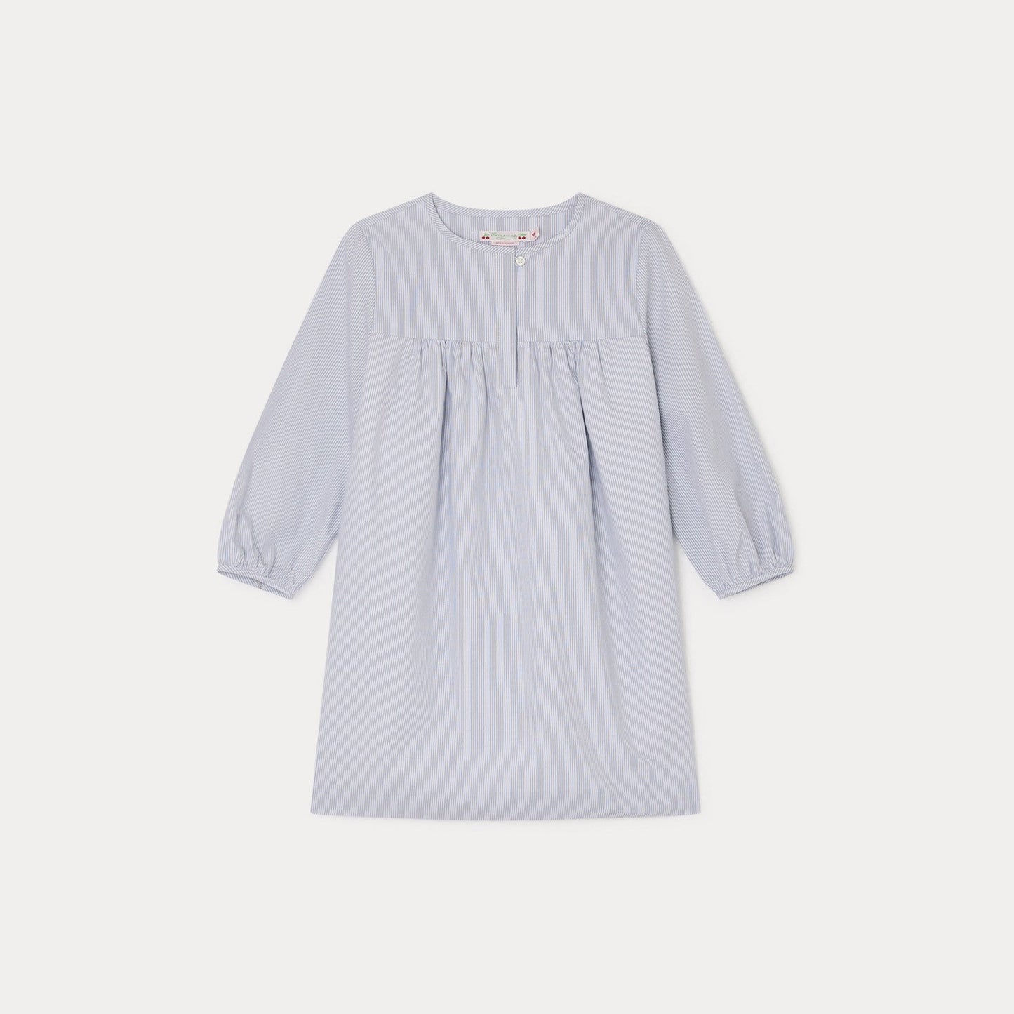 女童蓝色条纹棉连衣裙