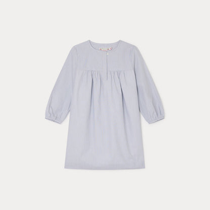 女童蓝色条纹棉连衣裙