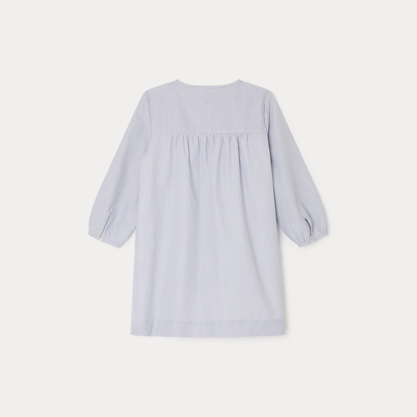 女童蓝色条纹棉连衣裙