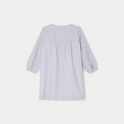 女童蓝色条纹棉连衣裙