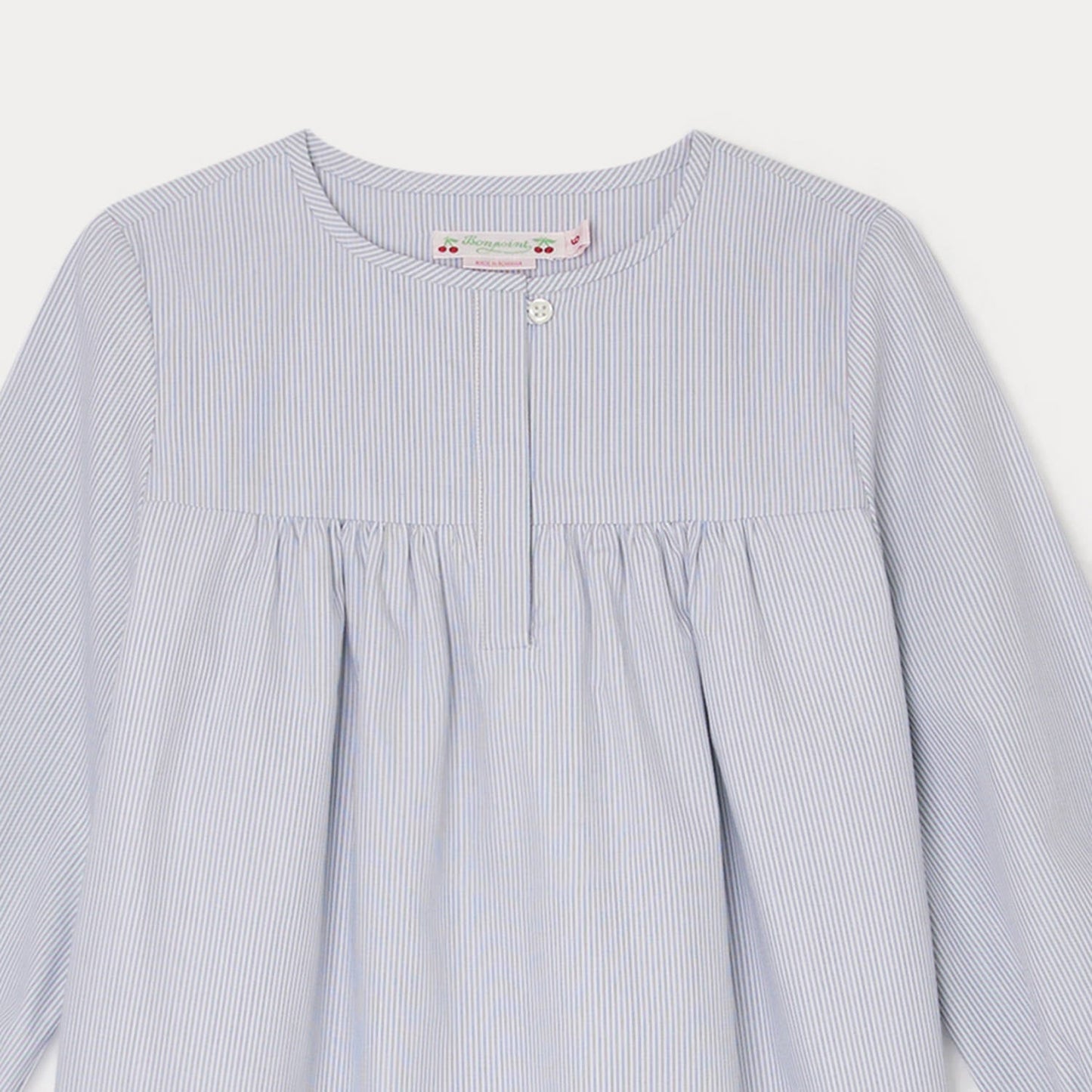 女童蓝色条纹棉连衣裙