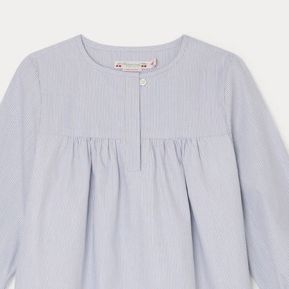女童蓝色条纹棉连衣裙