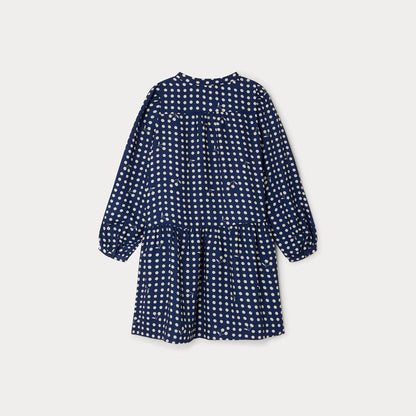 女童蓝色圆点连衣裙