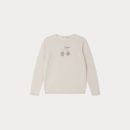 女童白色Logo羊绒毛衣