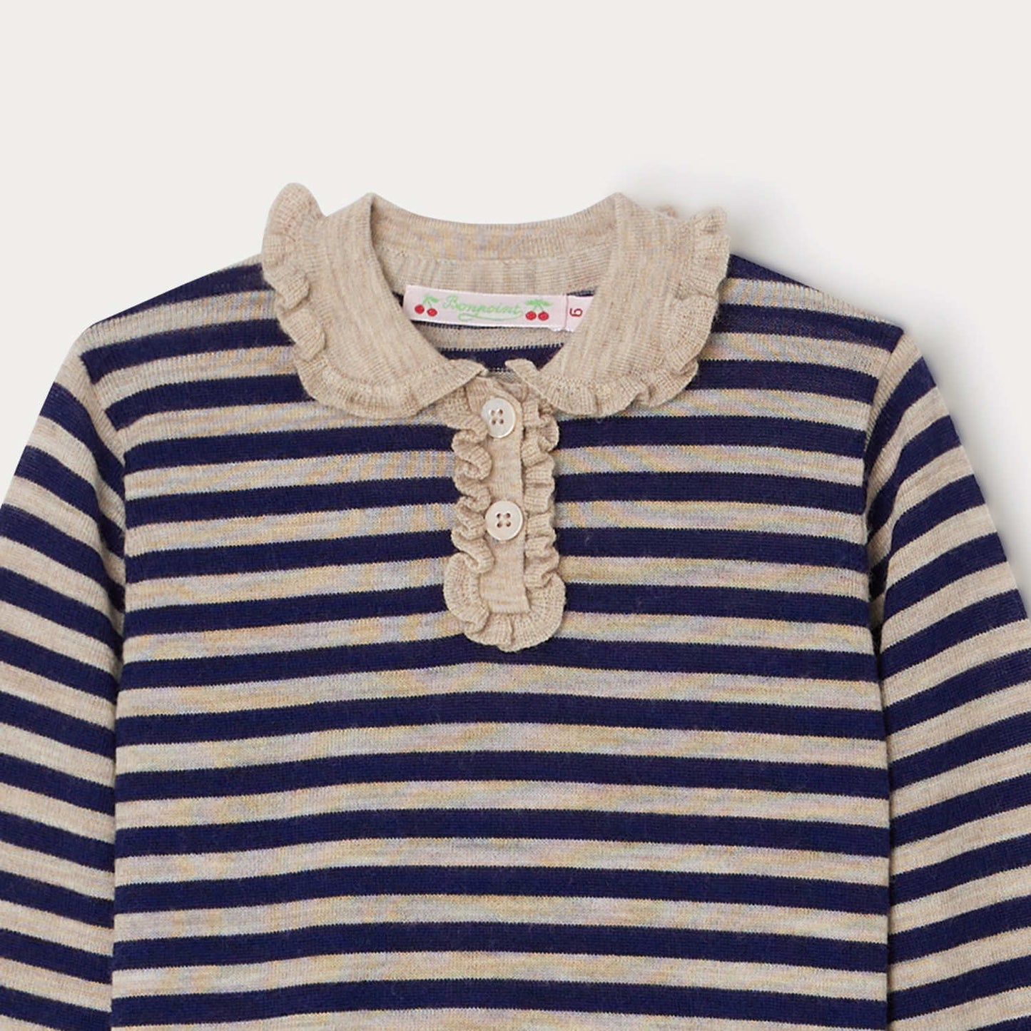 女童蓝色条纹羊毛毛衣