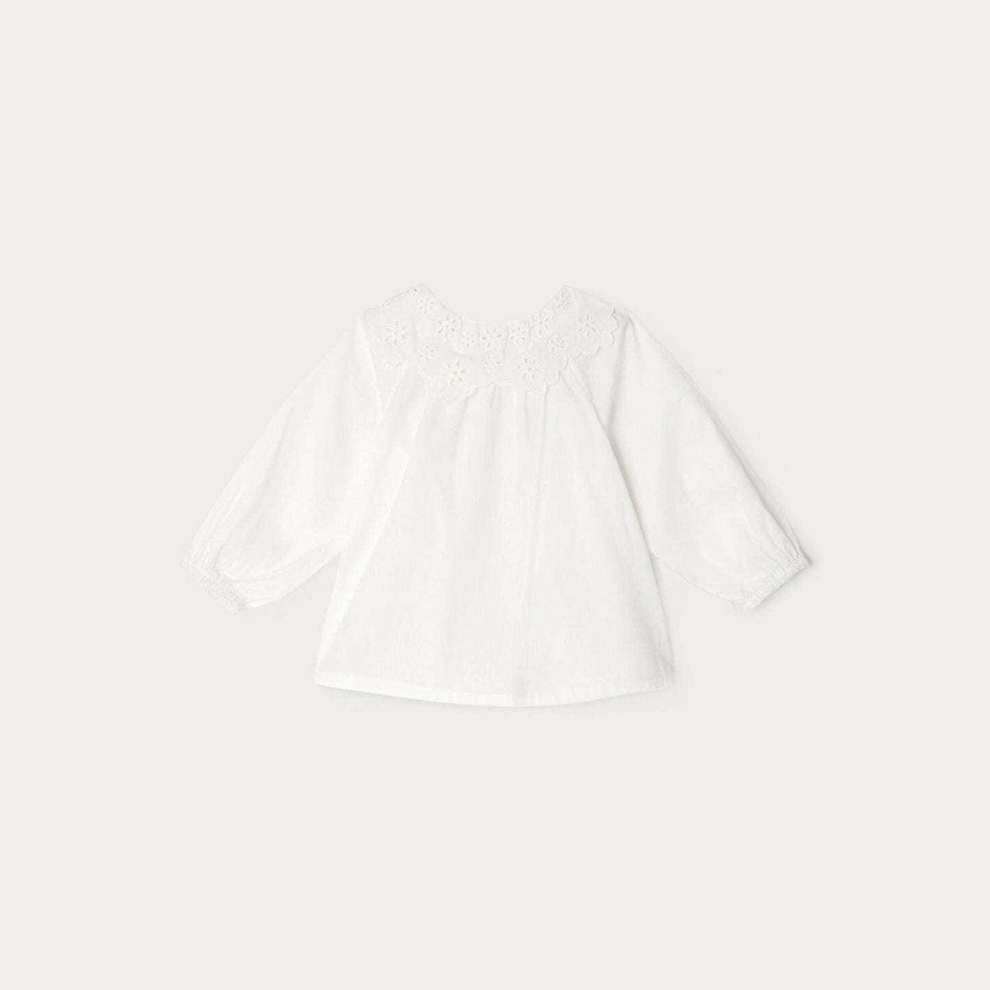 女婴白色荷叶边棉衬衫