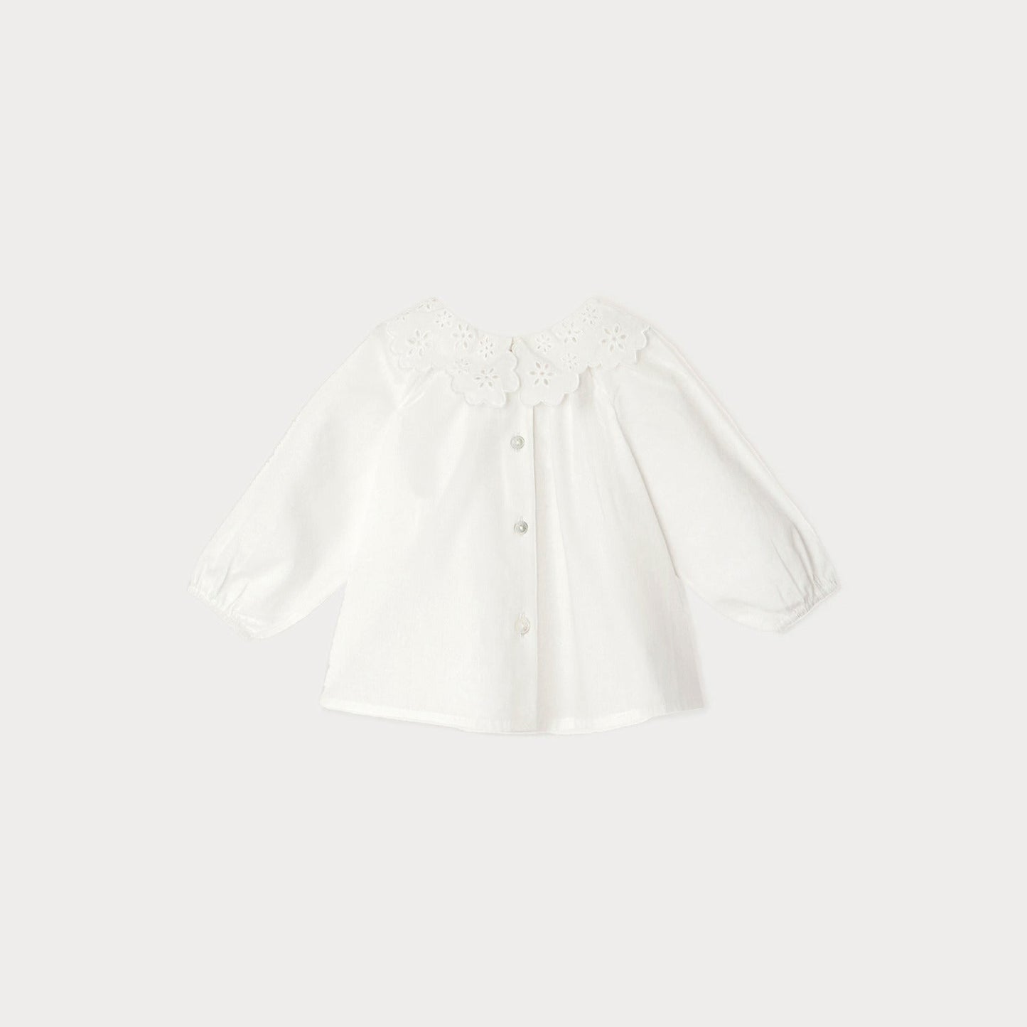 女婴白色荷叶边棉衬衫