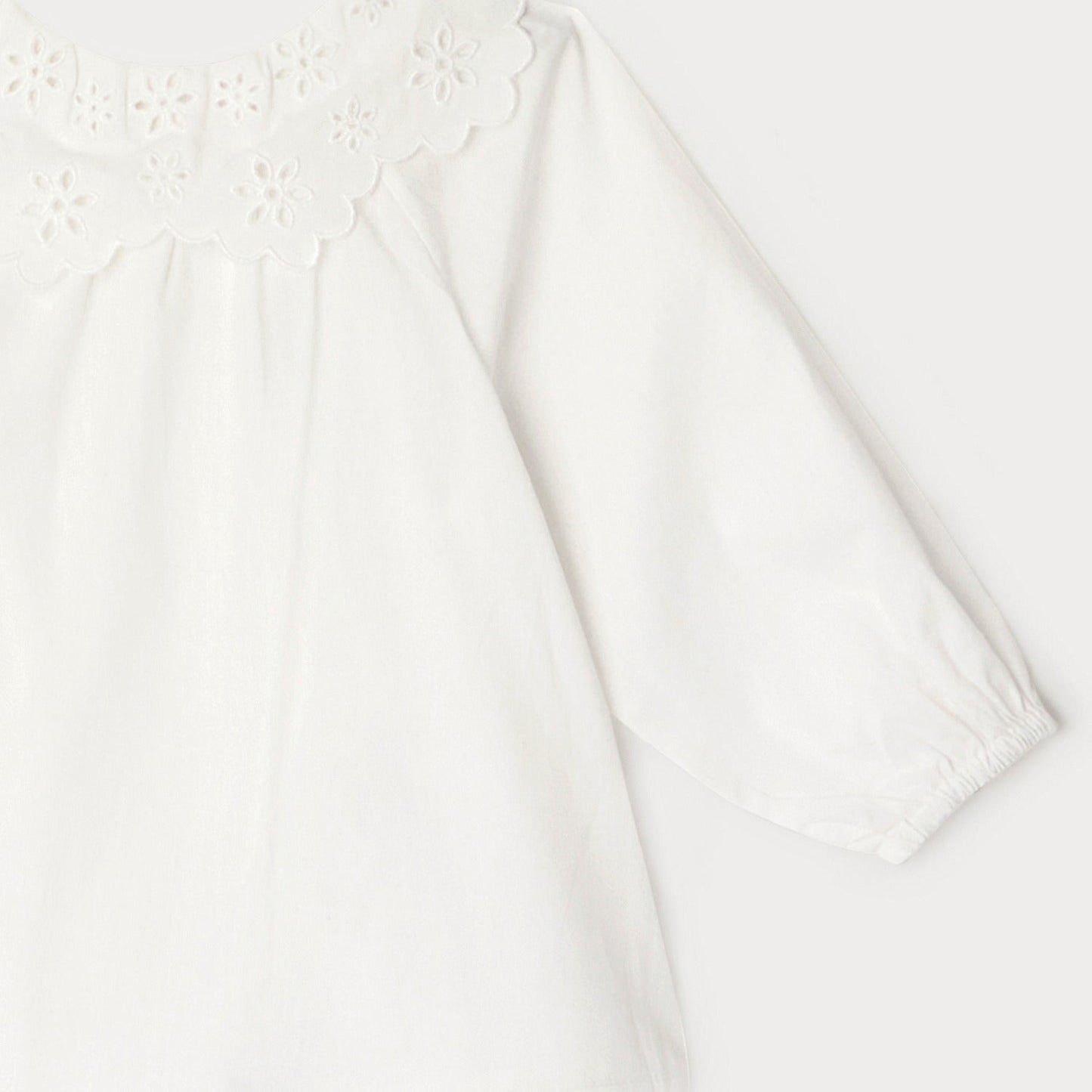 女婴白色荷叶边棉衬衫