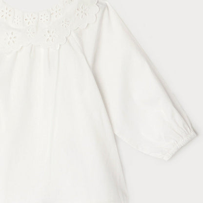 女婴白色荷叶边棉衬衫