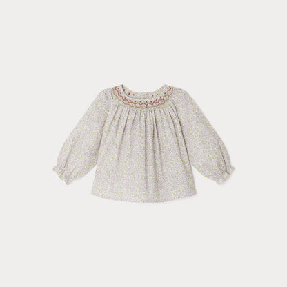 女婴浅粉色碎花棉上衣