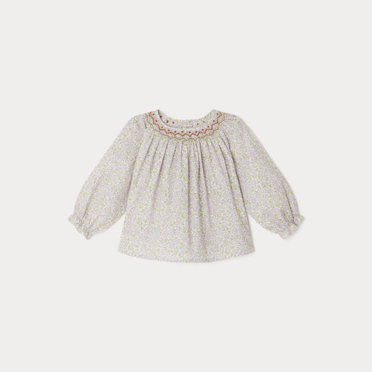 女婴浅粉色碎花棉上衣