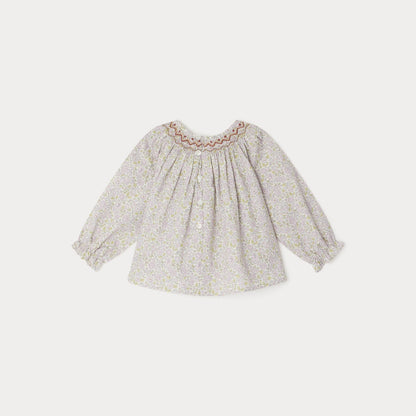 女婴浅粉色碎花棉上衣