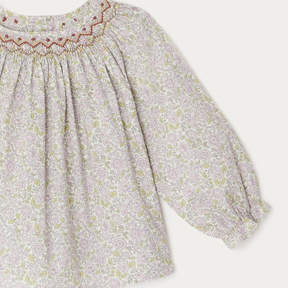 女婴浅粉色碎花棉上衣