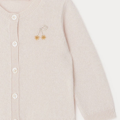 女婴淡粉色羊绒开衫