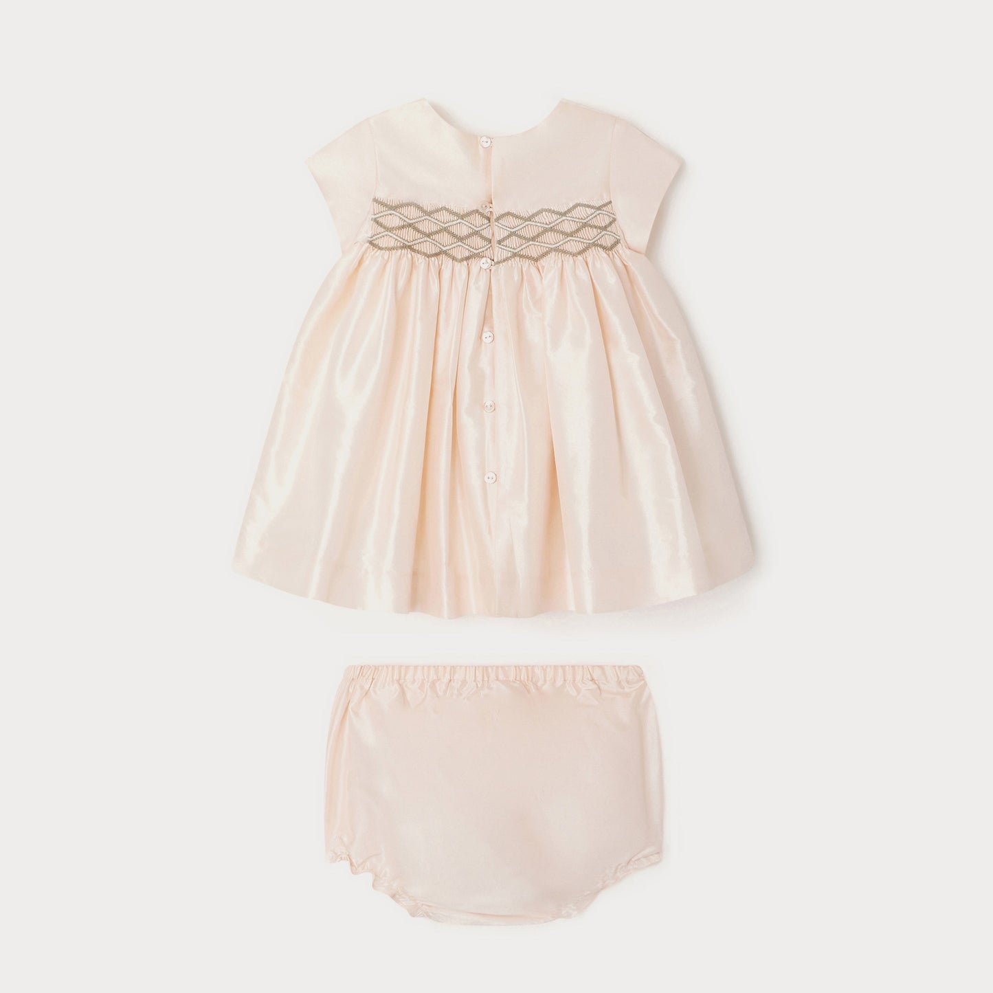 女婴粉色真丝连衣裙套装