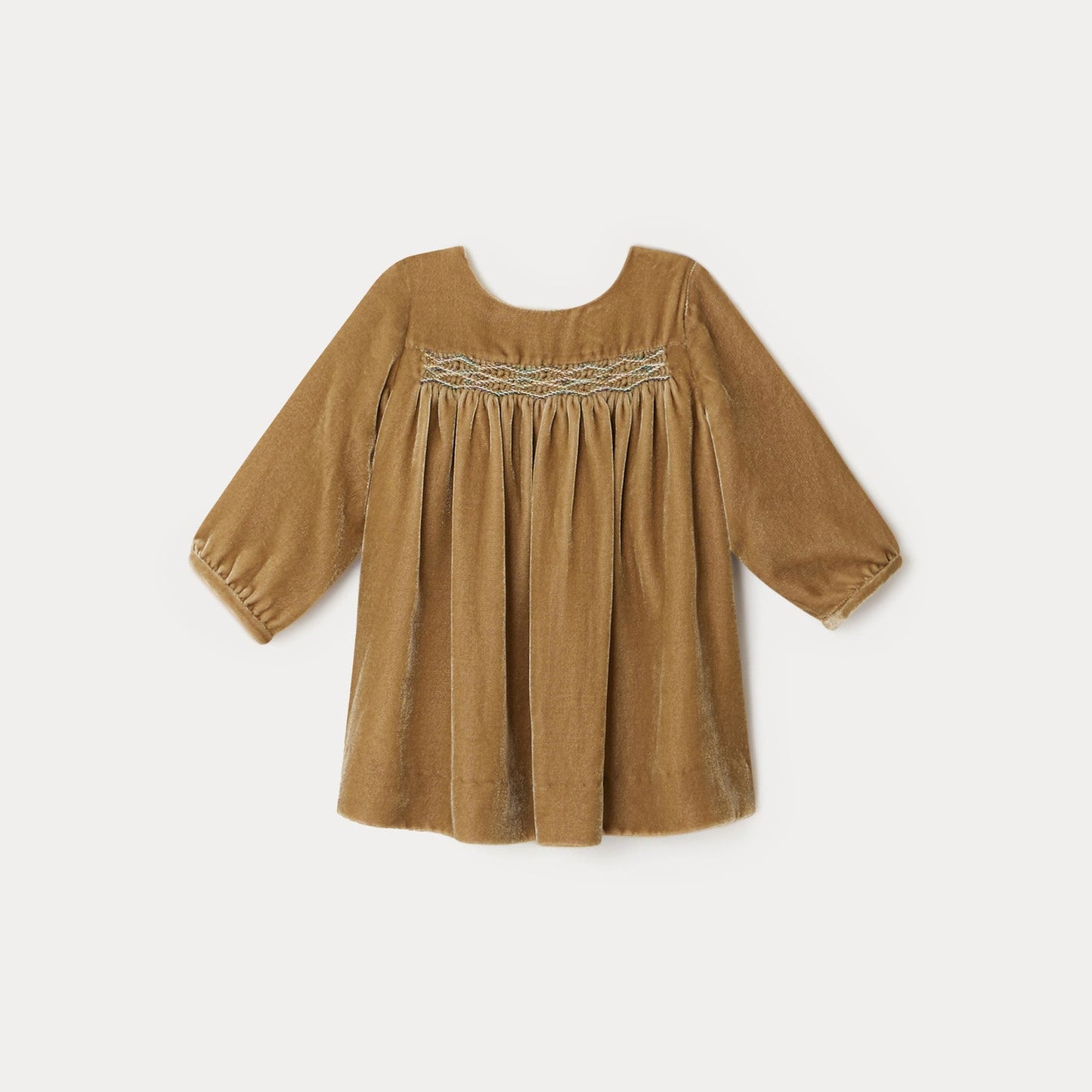 女婴浅褐色丝绒连衣裙
