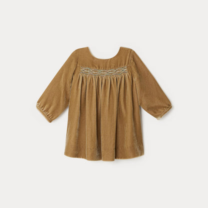 女婴浅褐色丝绒连衣裙