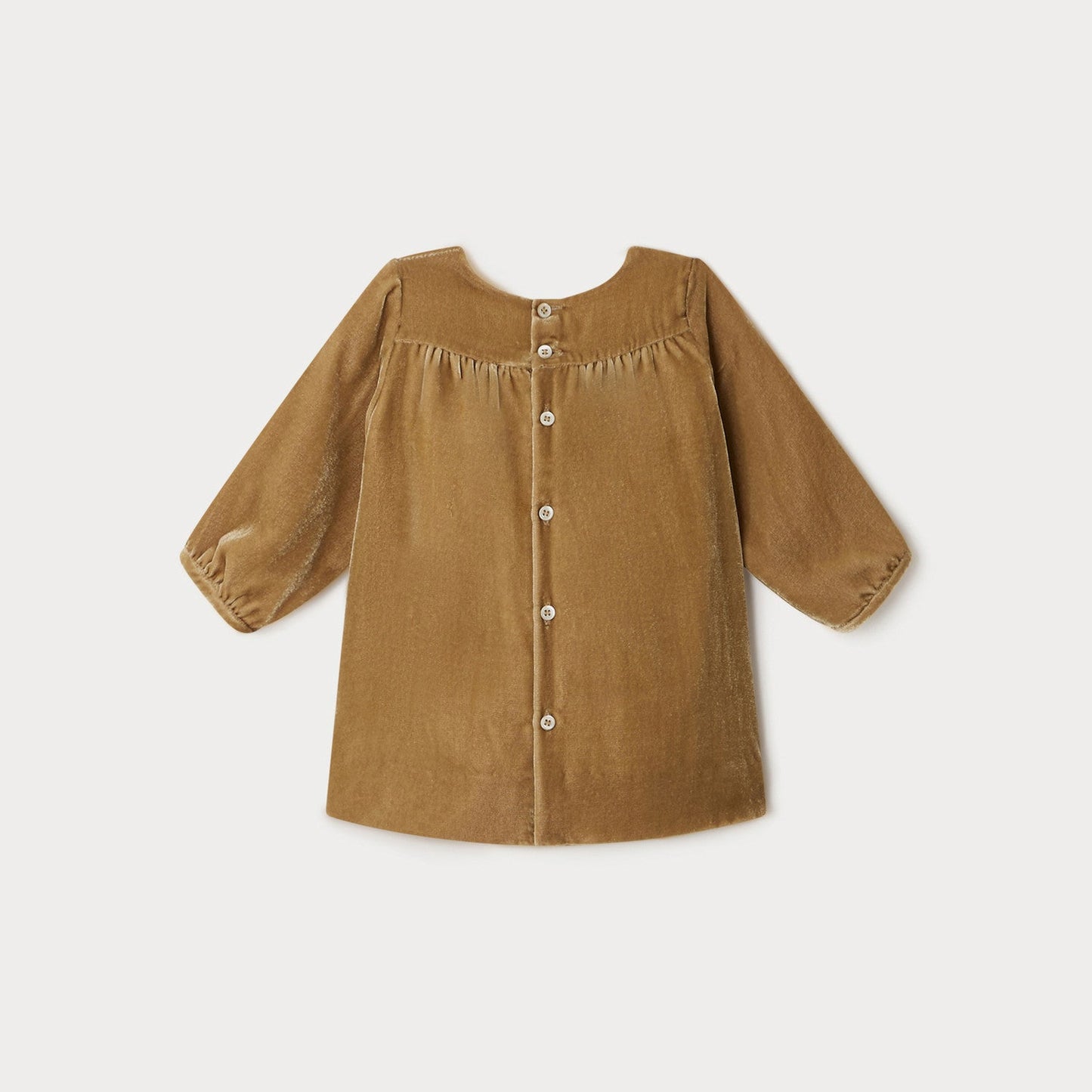 女婴浅褐色丝绒连衣裙