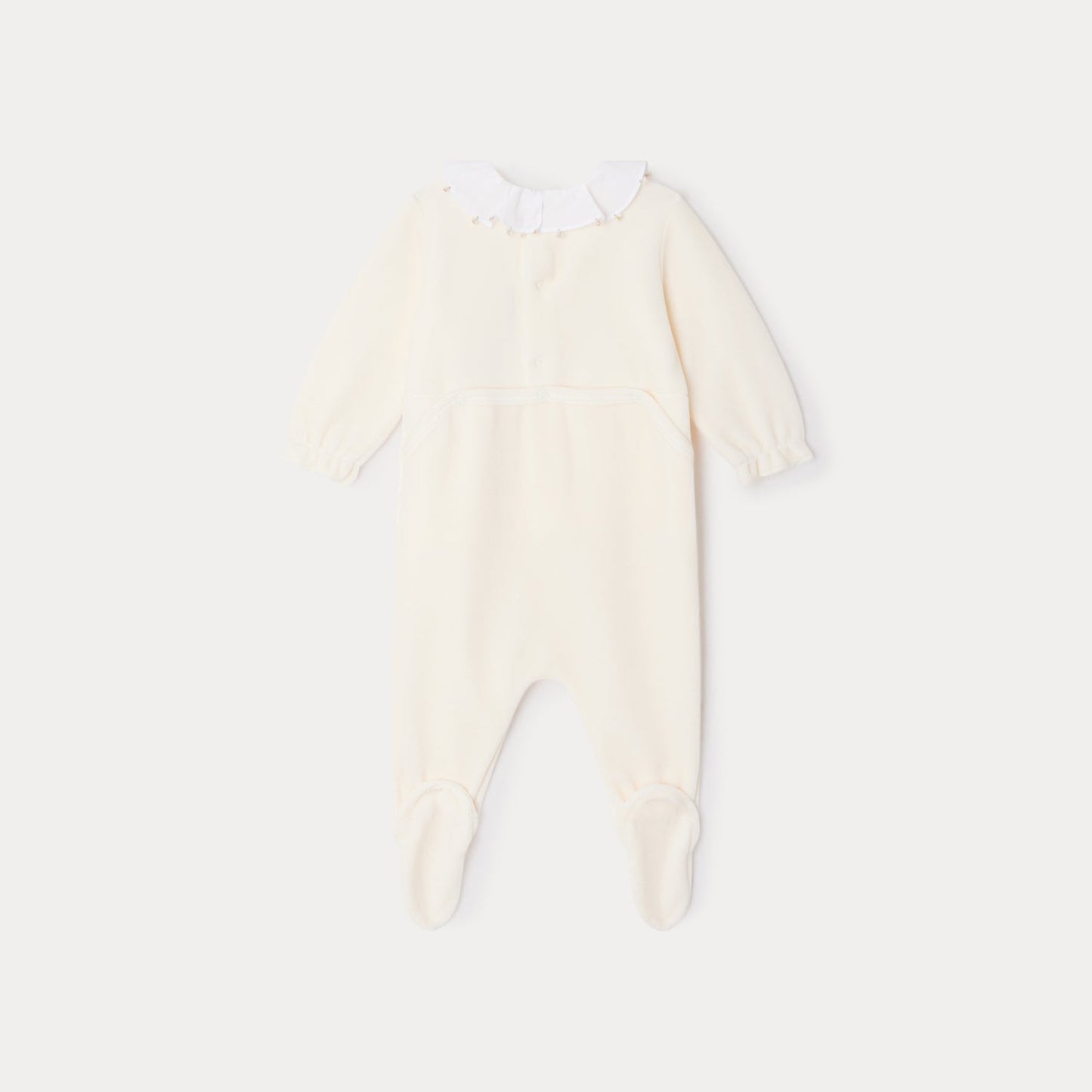 女婴白色荷叶边棉连体衣