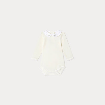 女婴白色棉连体衣