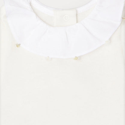女婴白色棉连体衣