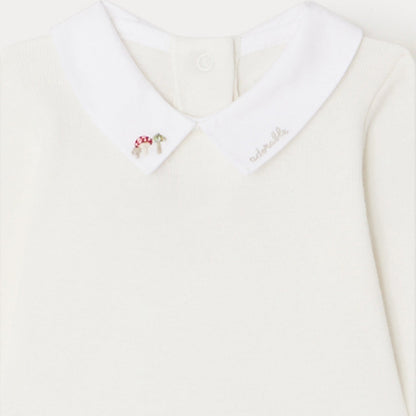 女婴白色棉连体衣