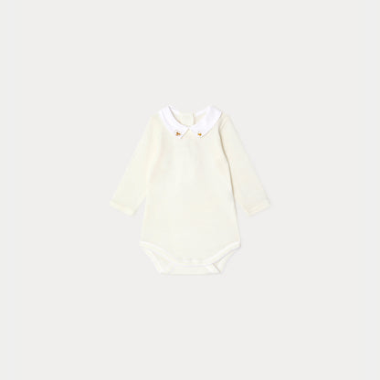 女婴白色棉连体衣