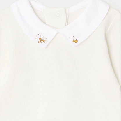 女婴白色棉连体衣