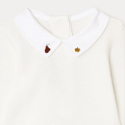 女婴白色棉连体衣