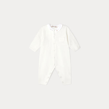 女婴白色棉连体衣