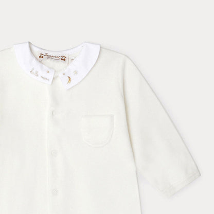 女婴白色棉连体衣