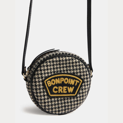 女童米色格子单肩包