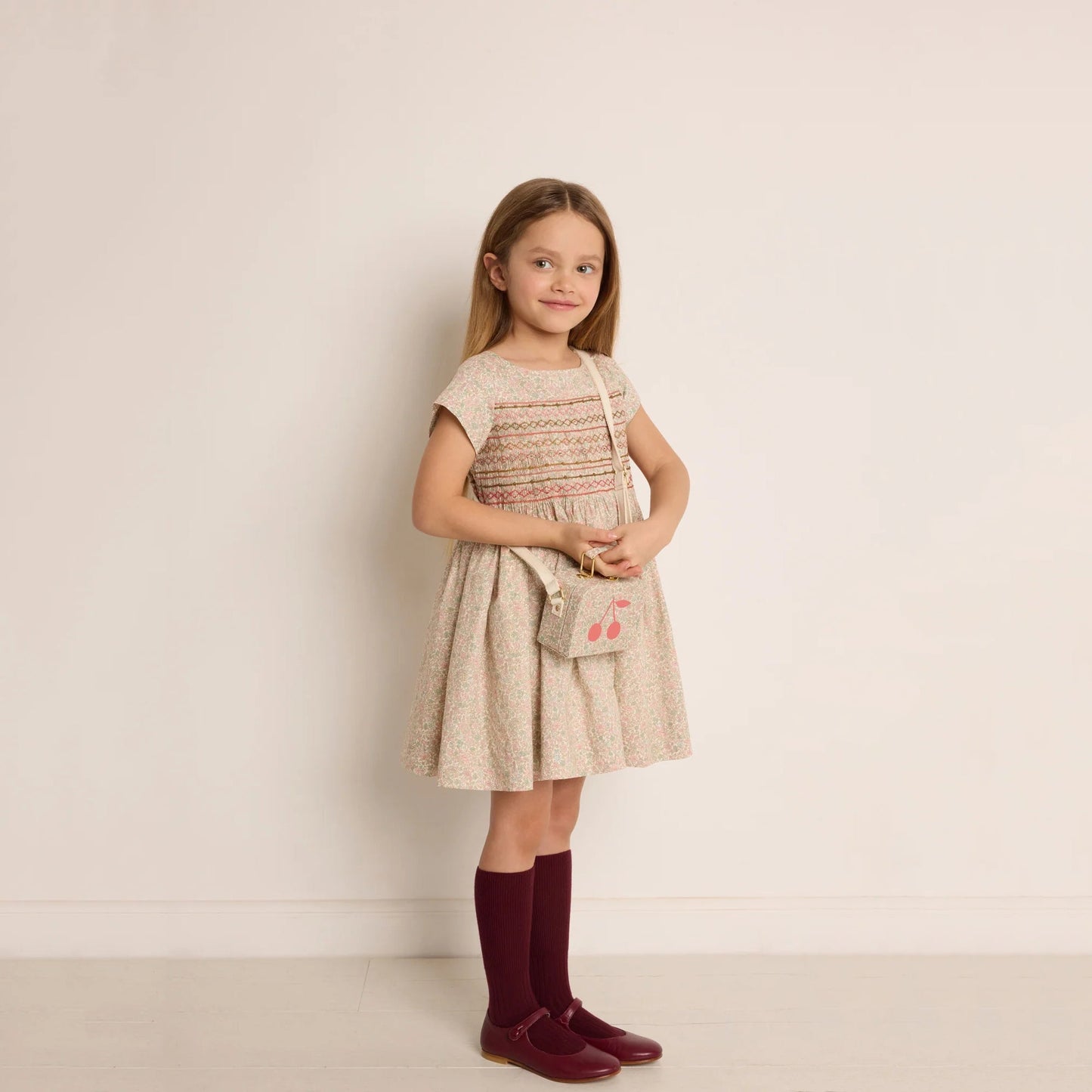 女童粉色碎花单肩包